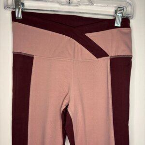 ATHLETA Chroma 7/8 Tight Small Red Pink Stretch Yoga Workout Gym No Pills